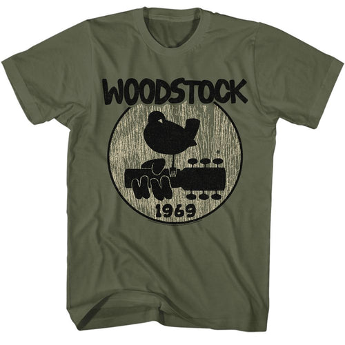 Military Green Woodstock t-shirt featuring a Big Logo design