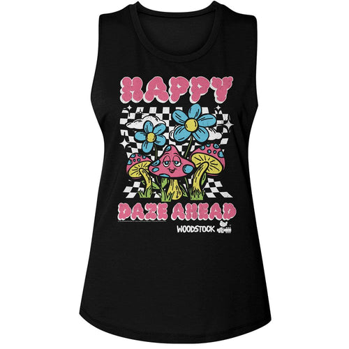 Woodstock Ladies Muscle Tank - Happy Daze Ahead