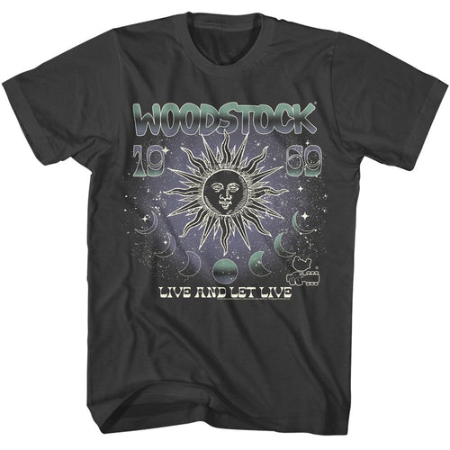 Smoke Woodstock t-shirt featuring a Sun and Moon Phases design