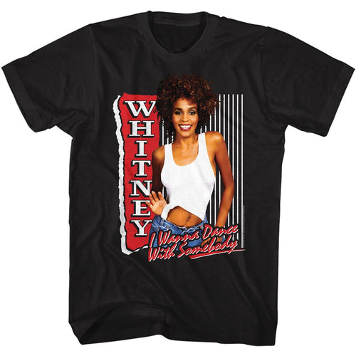 Black Whitney Houston t-shirt featuring a I Wanna Dance design