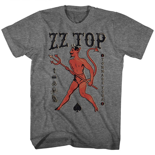 Graphite ZZ Top t-shirt featuring a Tonnage Tour design
