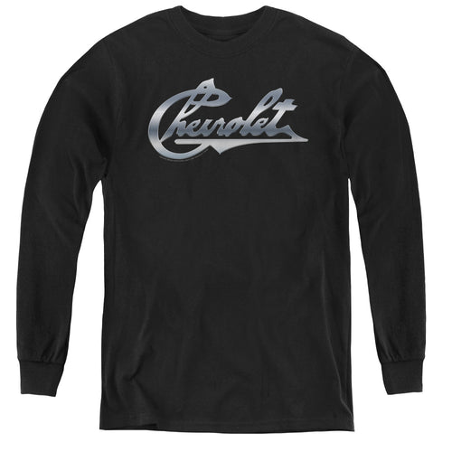 Chrome Vintage Chevy Bowtie Youth Long Sleeve T-Shirt