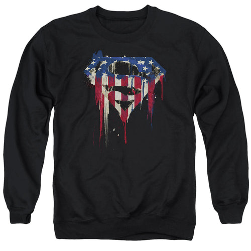 Superman Bleeding Shield Black Crewneck Sweatshirt