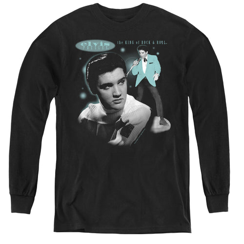 Elvis Presley Teal Portrait Youth Long Sleeve T-Shirt