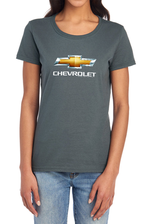 Chevy Bowtie Stacked Charcoal Womens T-Shirt