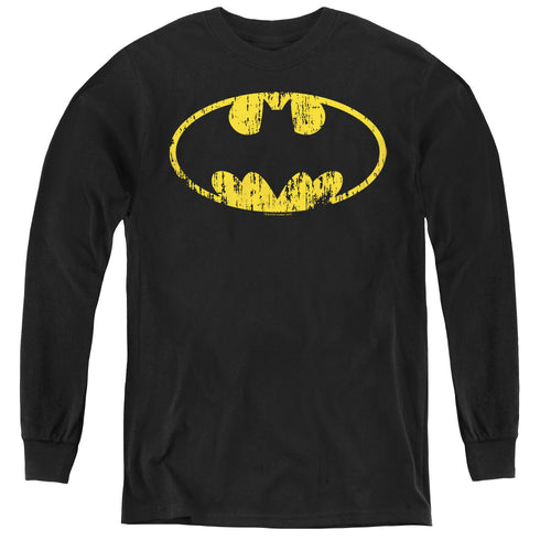 Batman Classic Logo Distressed Youth Long Sleeve T-Shirt