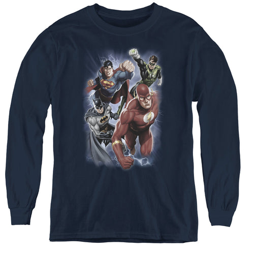Justice League Storm Chasers Youth Long Sleeve T-Shirt
