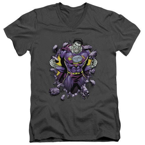 Superman Bizzaro Breakthrough Charcoal V-Neck T-Shirt