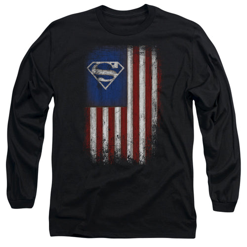Superman Old Glory Shield Long Sleeve T-Shirt