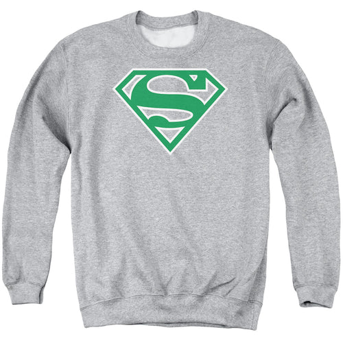 Superman Green & White Shield Athletic Heather Crewneck Sweatshirt