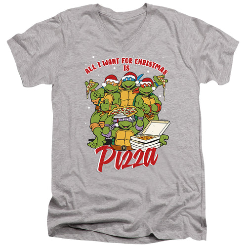 Teenage Mutant Ninja Turtles Christmas Pizza V-Neck T-Shirt