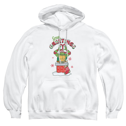 Teenage Mutant Ninja Turtles Green Greetings Christmas Scene Pullover Hoodie