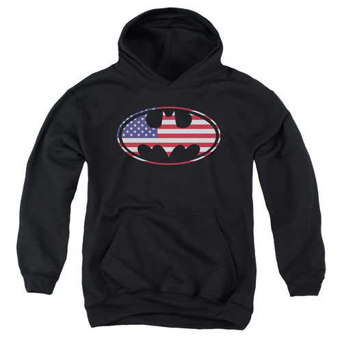 Batman American Flag Oval Youth Hoodie