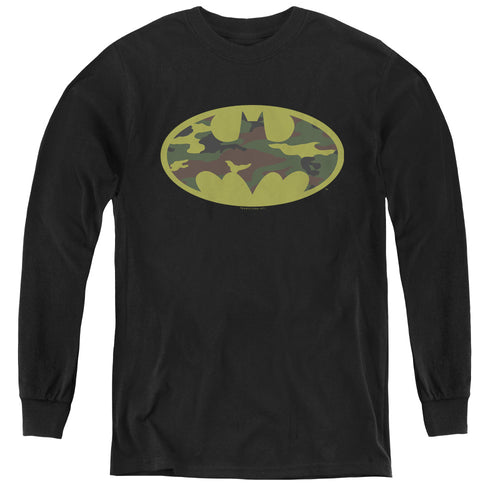 Batman Camo Logo Youth Long Sleeve T-Shirt