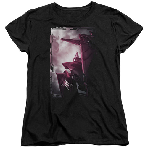 Mighty Morphin Power Rangers: The Movie Pink Zord Poster Womens T-Shirt