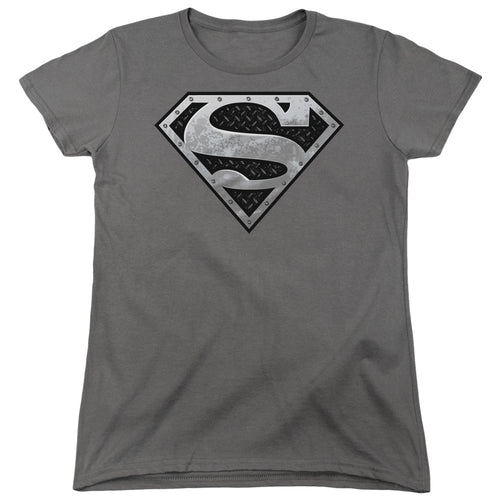 Superman Super Metallic Shield Womens T-Shirt