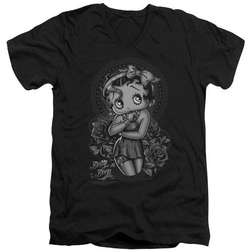 Betty Boop Fashion Roses V-Neck T-Shirt