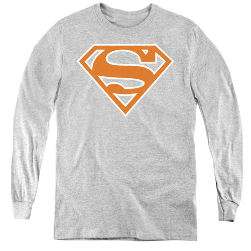 Superman Burnt Orange&white Shield Youth Long Sleeve T-Shirt