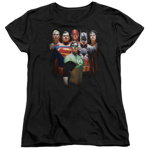 Justice League Roll Call Womens T-Shirt