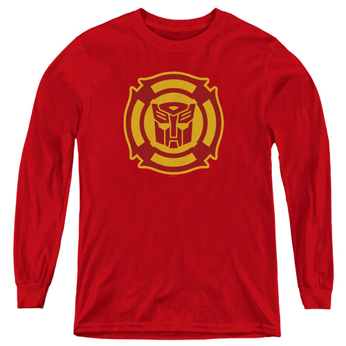 Transformers Rescue Bots Logo Red Youth Long Sleeve T-Shirt