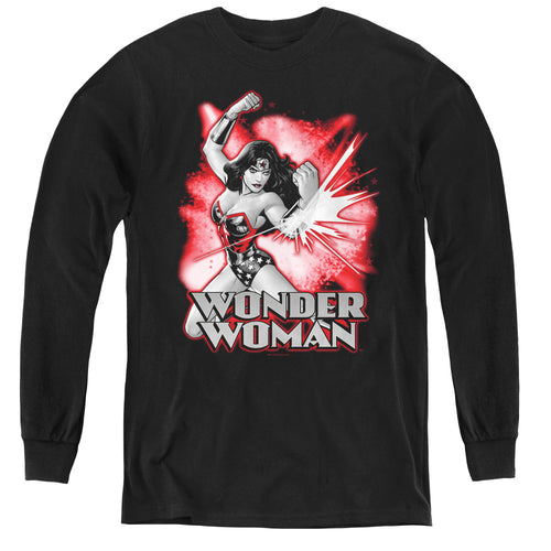 Wonder Woman Red and Gray Logo Youth Long Sleeve T-Shirt