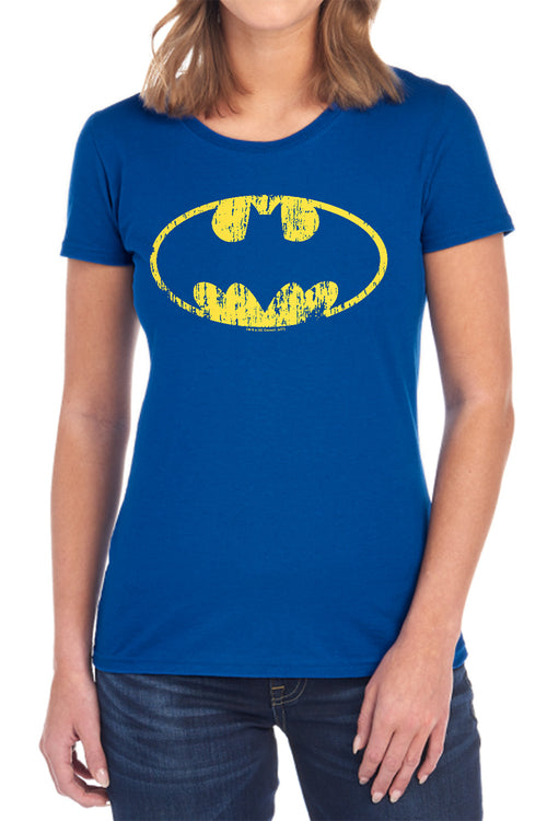 Batman Classic Logo Distressed Womens T-Shirt
