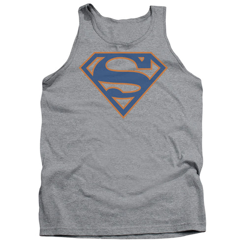 Superman Blue & Orange Shield Athletic Heather Tank Top