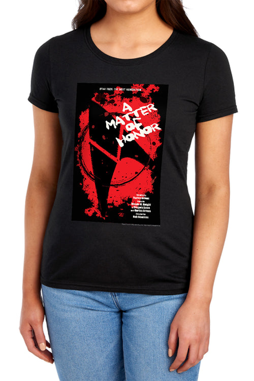 Star Trek A Matter of Honor Black Womens T-Shirt