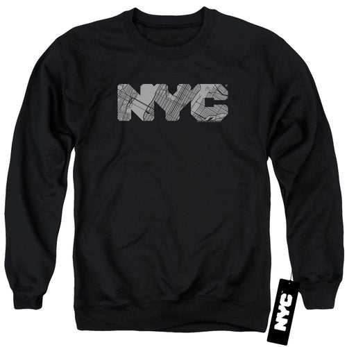 New York City Map Fill Black Crewneck Sweatshirt