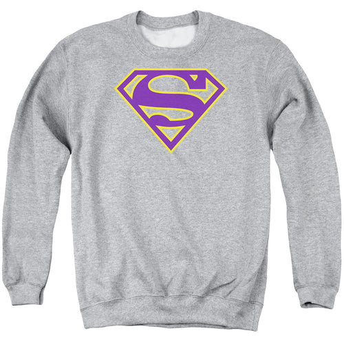 Superman Purple & Gold Shield Athletic Heather Crewneck Sweatshirt
