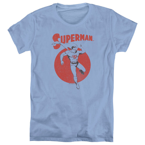 Superman Vintage Sphere Carolina Blue Womens T-Shirt