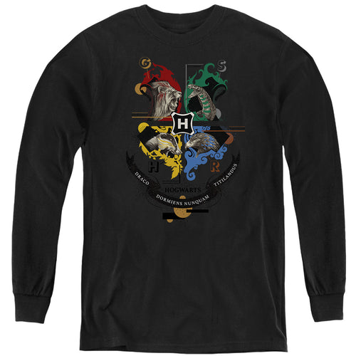 Harry Potter Hogwarts Magicial Mischief Level Up Crest Youth Long Sleeve T-Shirt