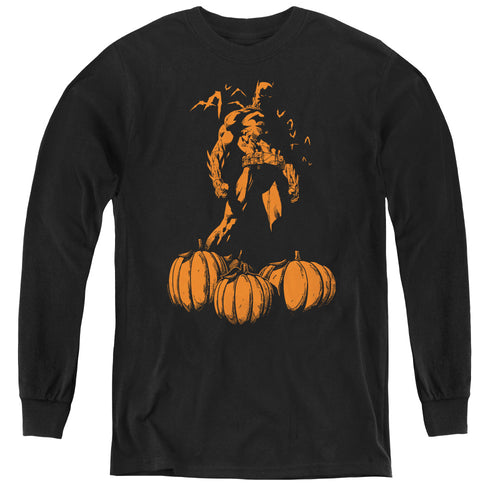 Batman A Bat Among Pumpkins Youth Long Sleeve T-Shirt