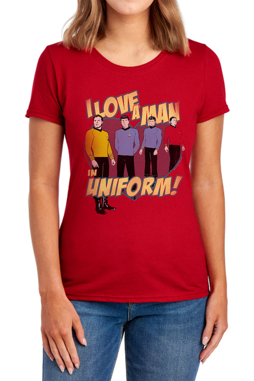 Star Trek I Love a Man in Uniform Womens T-Shirt