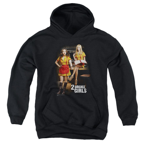 Black Youth Hoodie 2 Broke Girls Max and Caroline