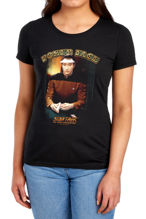 Star Trek Data Poker Face Womens T-Shirt