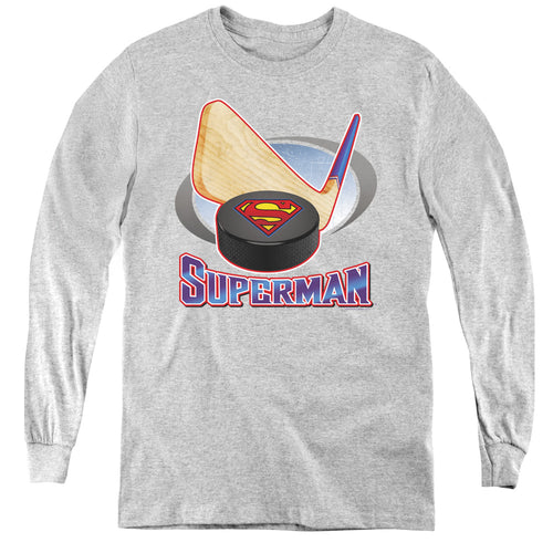 Superman Hockey Stick Youth Long Sleeve T-Shirt