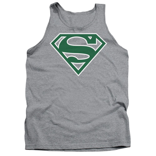 Superman Green & White Shield Athletic Heather Tank Top