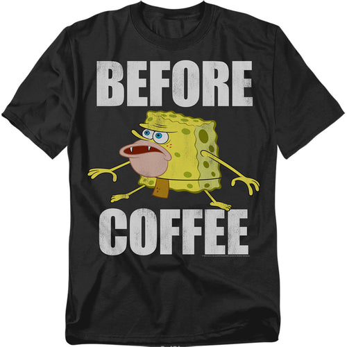 Spongebob Squarepants Before Coffee Meme Black T-Shirt