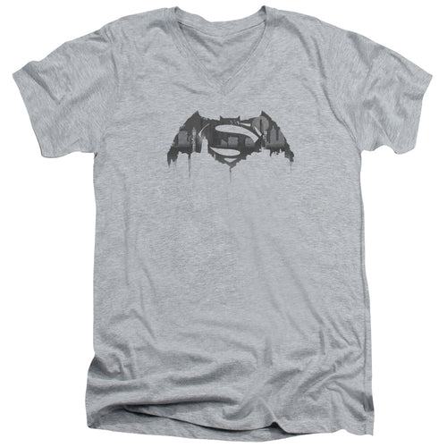 Batman v Superman Cityscape Logo V-Neck T-Shirt