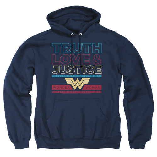 Wonder Woman 1984 Truth Love Justice Stacked Pullover Hoodie