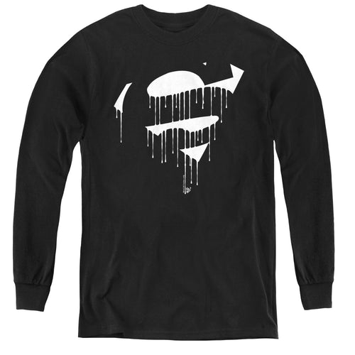Superman Dripping Shield Youth Long Sleeve T-Shirt