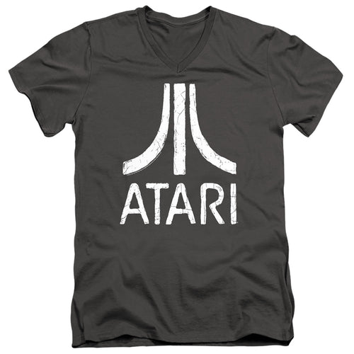 Atari Rough Logo Charcoal V-Neck T-Shirt