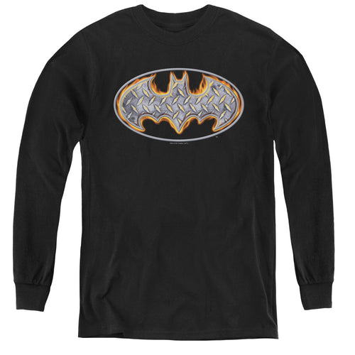 Batman Steel Fire Shield Youth Long Sleeve T-Shirt