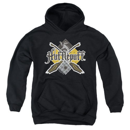 Harry Potter Hufflepuff Broomstick Badger Logo Youth Hoodie