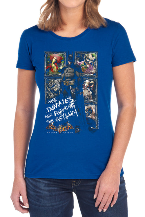 Batman Running The Asylum Womens T-Shirt