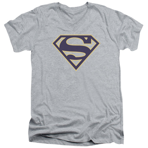Superman Navy & Gold Shield Athletic Heather V-Neck T-Shirt