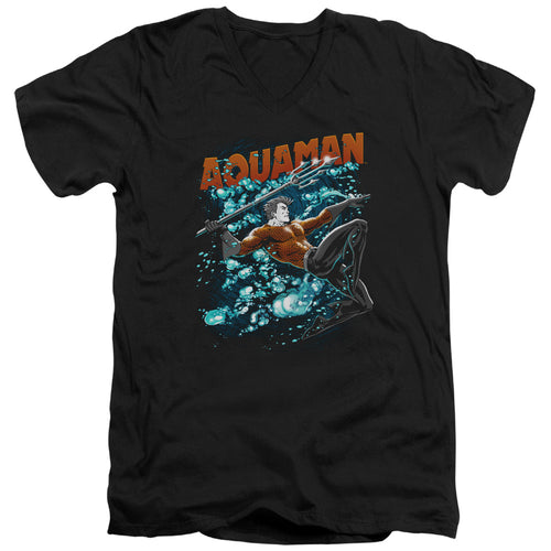 Justice League Aqua Bubbles V-Neck T-Shirt