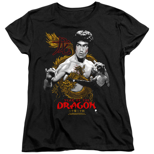 Bruce Lee Golden Year of the Dragon Womens T-Shirt