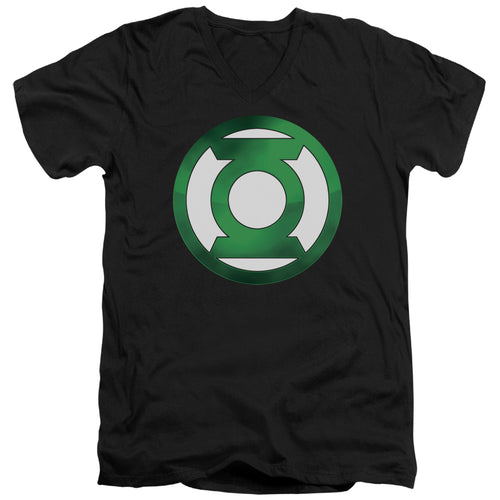 Green Lantern Green Chrome Logo V-Neck T-Shirt
